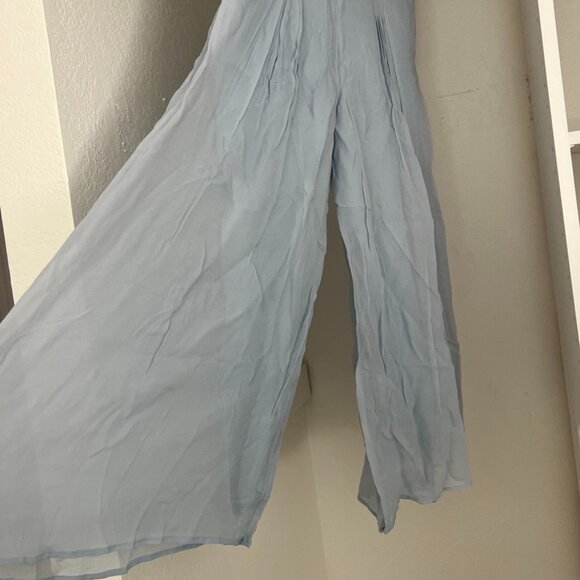 Sky Blue Anarkali Suit With Center Slit Adorn In Thread Embroidery - Picture 7 of 8